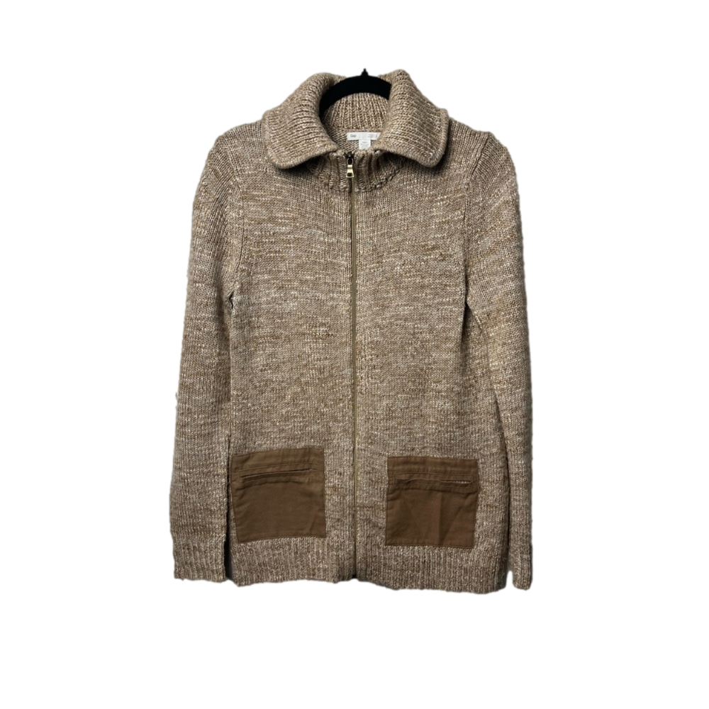 GAP brown alpaca wool blend collared zip up cardigan size small